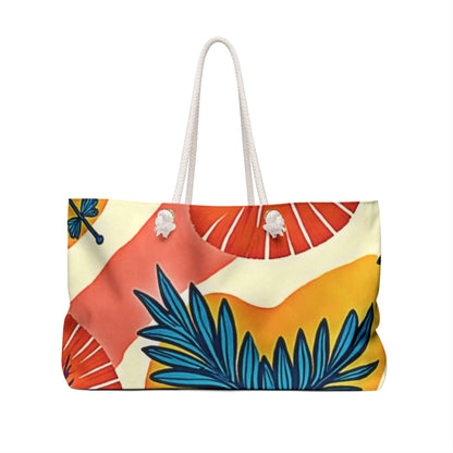 Sac de voyage imprimé floral tropical | Sac de plage Palmier agrumes | Grand sac fourre-tout | Sac de maman de tous les jours | Sac pour les essentiels de maman et bébé
