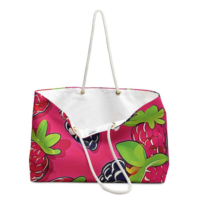 Sac de voyage à motif framboise mûre | Grand sac cabas rose vif