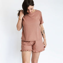 Ladies' Bamboo 2-Piece Short Sleeve Lounge Set | Terracotta Rib