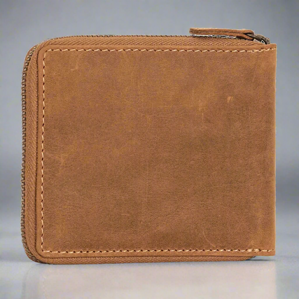Portefeuille zippé en cuir Hunter MET
