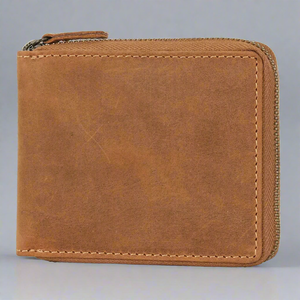 Portefeuille zippé en cuir Hunter MET