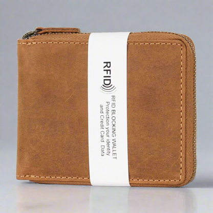 Portefeuille zippé en cuir Hunter MET