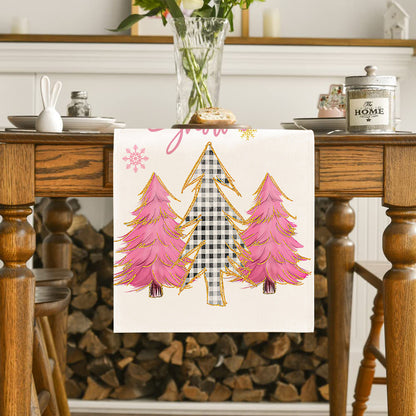 Christmas Table Runner - Snowflake & Tree Holiday Table Decoration