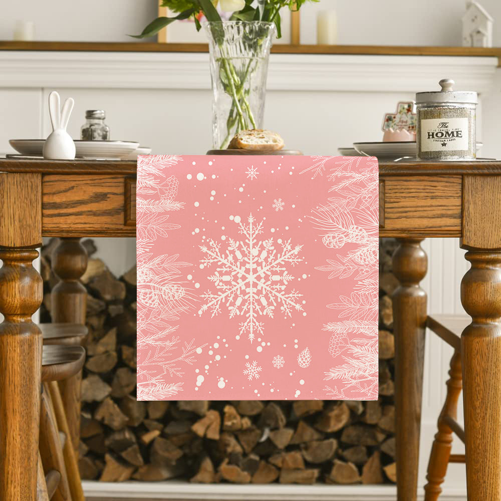 Christmas Table Runner - Snowflake & Tree Holiday Table Decoration