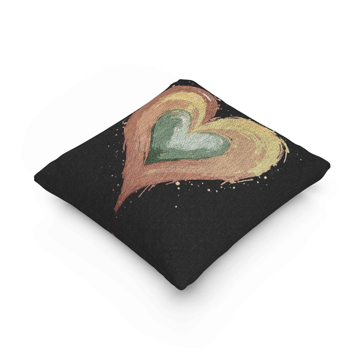 Coussin tressé cœur peint à la main | Coussin décoratif cœur bohème