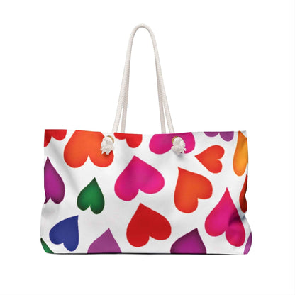 Sac de voyage grand format à motif de cœurs colorés | Grand cabas, Sac de voyage Cœurs Arc-en-ciel