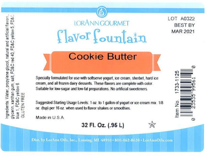 Cookie Butter Flavor Fountain - 4 oz. - 32 oz. - Ice Cream and Beverage Flavors - LorAnn Oils - Canadian Distribution - Ships Free Within Canada on Orders Above CAD $199
