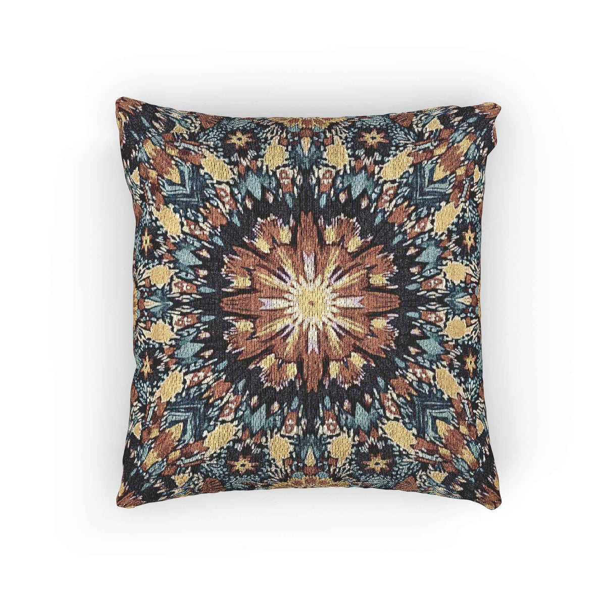 Oreiller tissé mandala géométrique | Coussin décoratif mosaïque bohème