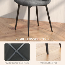 Set of 4 Grey Upholstered Dining Chairs – Modern Kitchen & Dining Room Chairs with Steel Legs (United States & Canada Delivery Only)