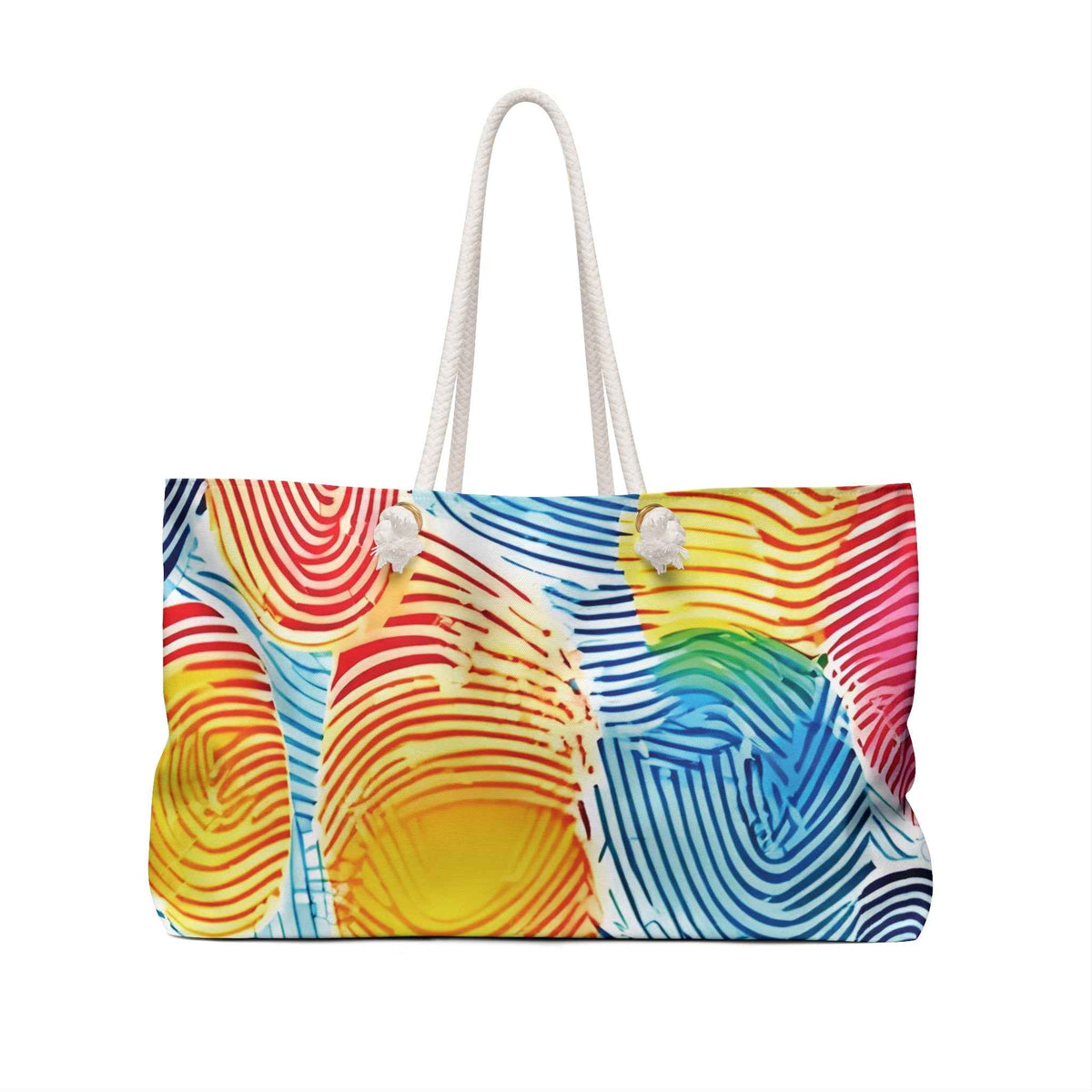 Sac de voyage Weekender à motif d'empreintes digitales colorées | Sac de plage arc-en-ciel | Sac de cabine pour mamans