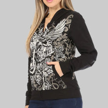 Sweat à capuche zippé pour femme avec motif ailes d'ange