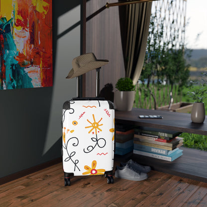 Valise Doodle Florale – Bagage Cabine à Motif de Fleurs Jaunes