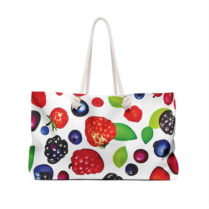 Sac de week-end motif Fruits Rouges Mélangés | Fraises Myrtilles Mûres, Grand Cabas