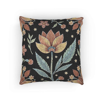 Oreiller tissé à tapisserie florale vintage | Oreiller décoratif botanique