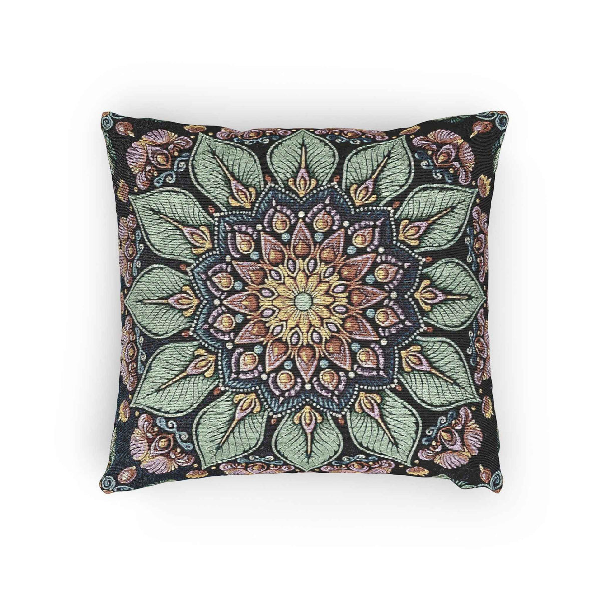 Housse de coussin décorative bohème tissée mosaïque florale mandala