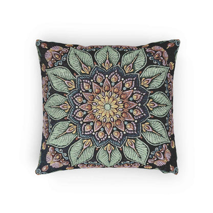 Housse de coussin décorative bohème tissée mosaïque florale mandala