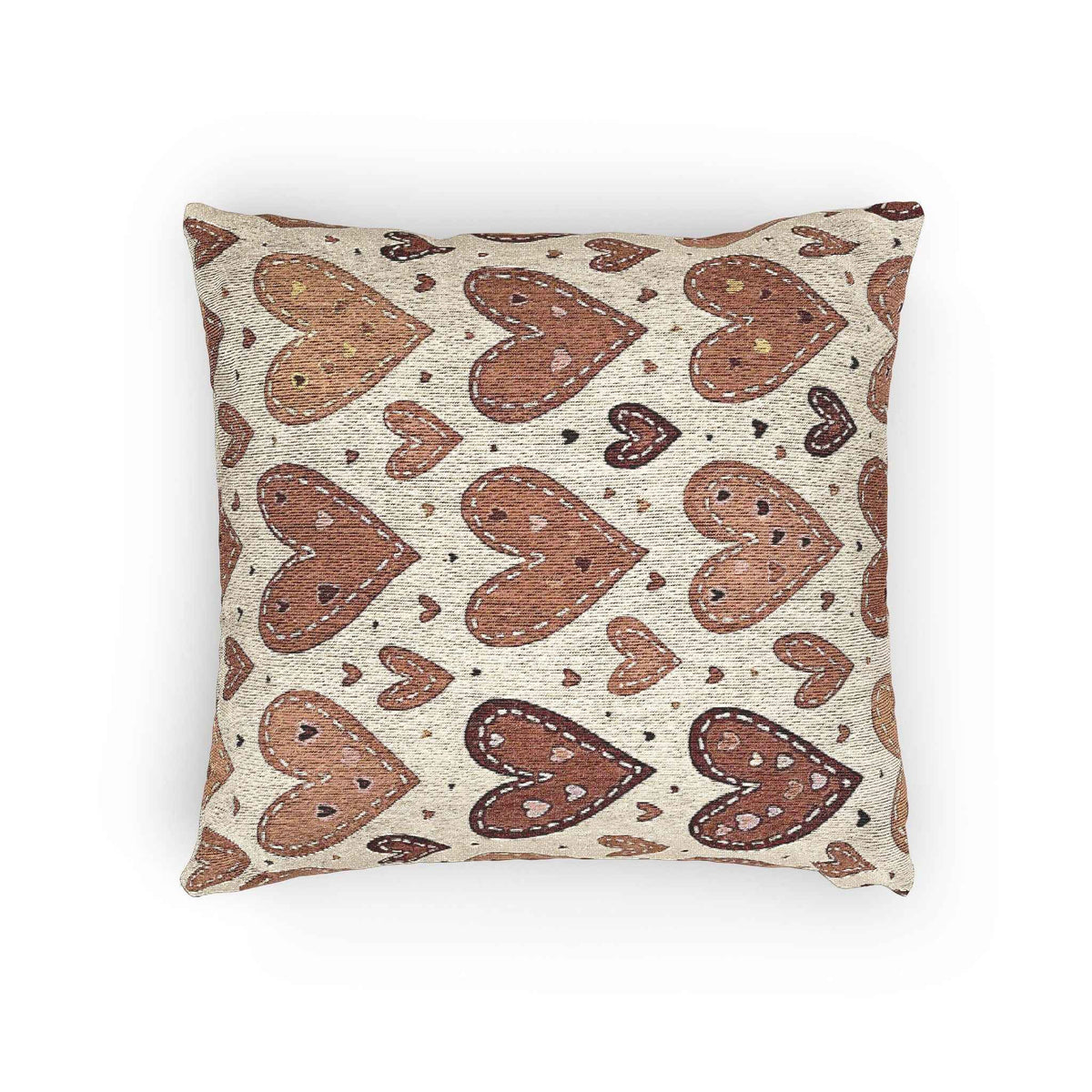 Coussin tissé à motif cœur neutre | Coussin décoratif bohème en forme de cœur