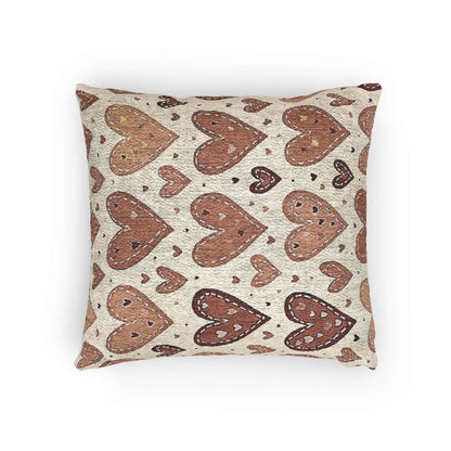 Coussin tissé à motif cœur neutre | Coussin décoratif bohème en forme de cœur
