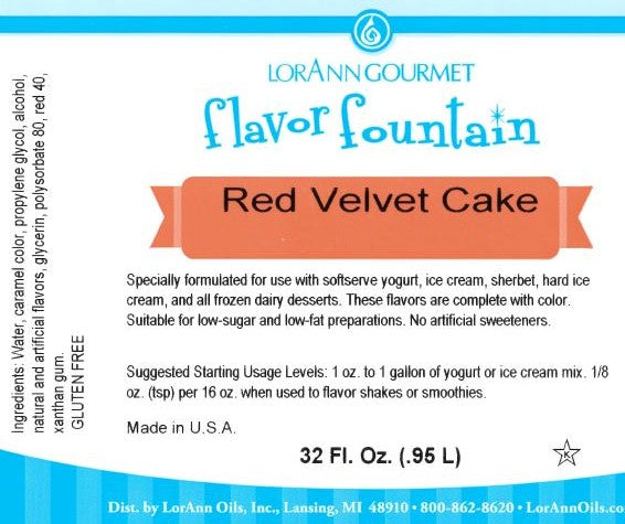 Red Velvet Flavor Fountain - 4 oz. - 32 oz. - Ice Cream and Beverage Flavors - LorAnn Oils - Canadian Distribution - Ships Free Within Canada on Orders Above CAD $199