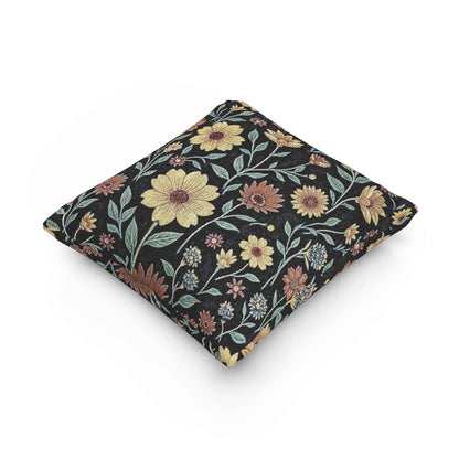 Coussin décoratif tissé motifs floraux vintage | Coussin tapisserie Tournesol, Coussin décoratif botanique