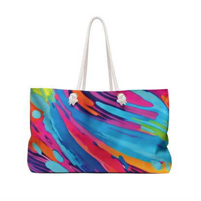 Sac de voyage abstrait avec motif de peinture fluo | Fourre-tout de voyage coloré | Grand sac fourre-tout