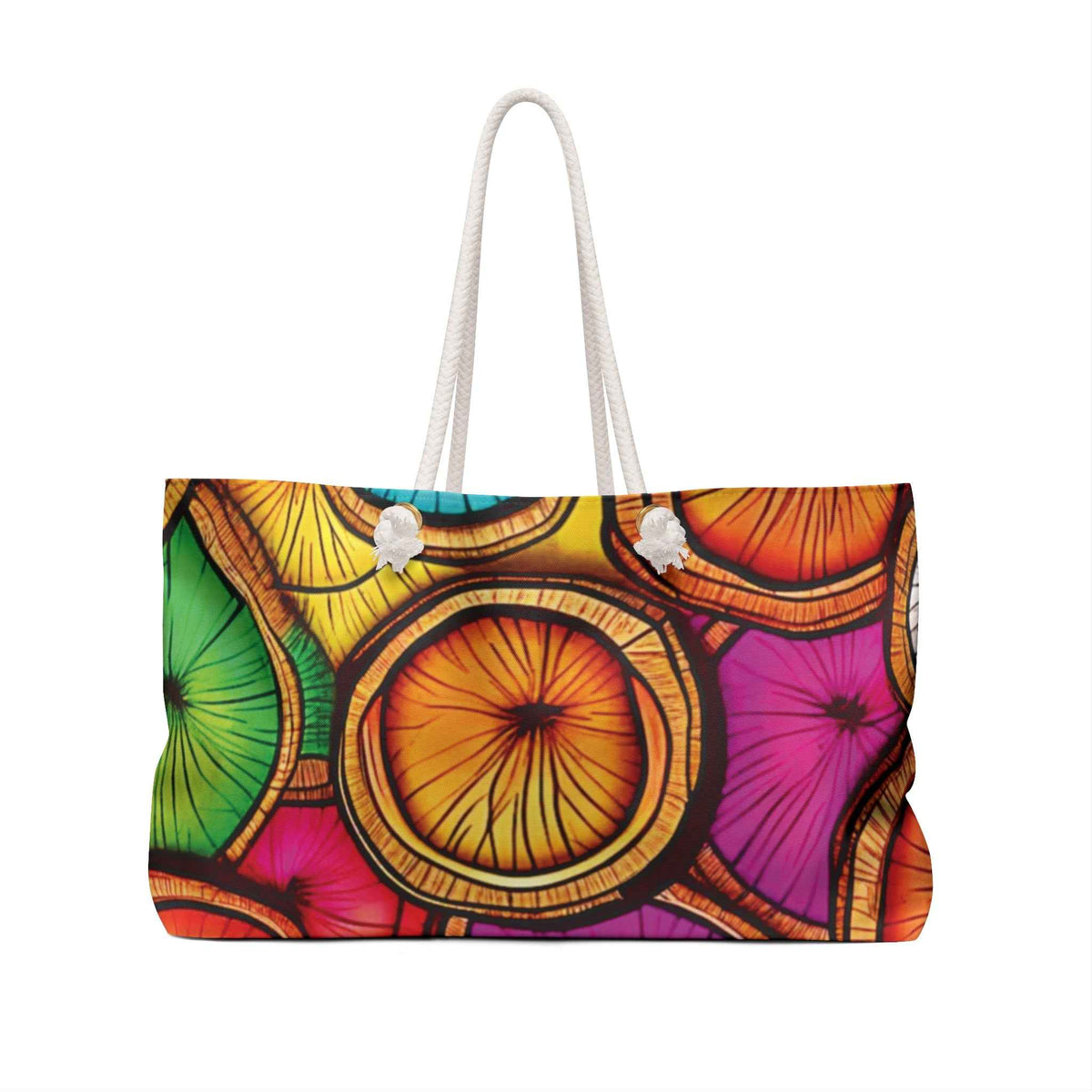 Sac de voyage en tranches de noix de coco colorées | Sac fourre-tout tropical | Grand sac fourre-tout