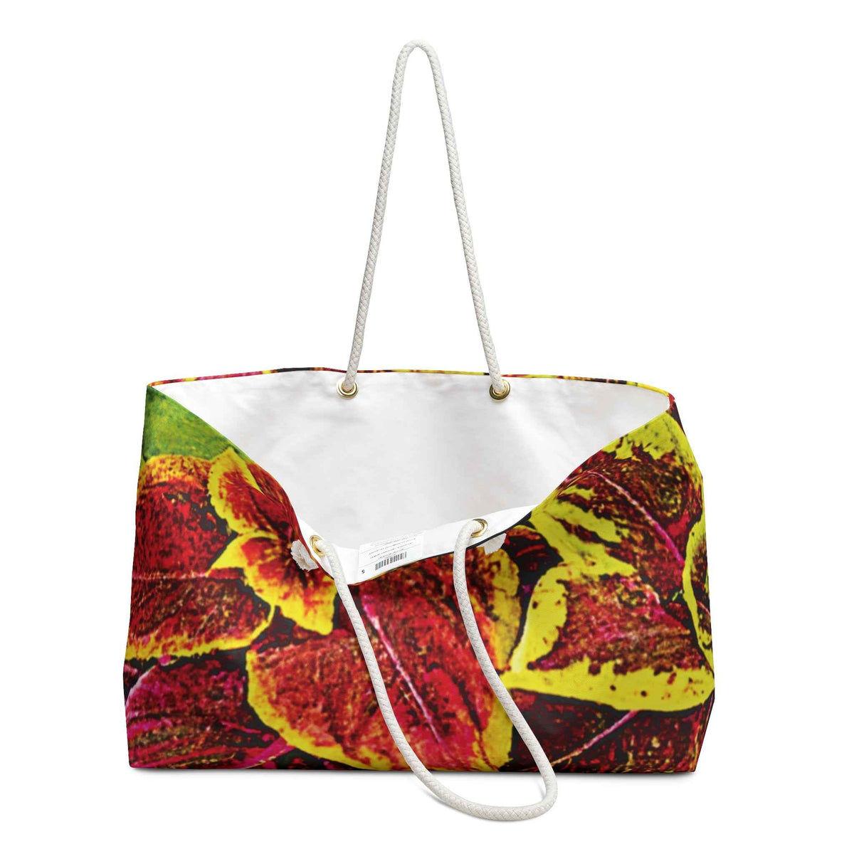 Sac de voyage à motif de feuilles de coléus panachées | Fourre-tout botanique coloré | Grand sac fourre-tout