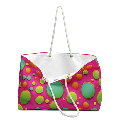Grand Sac de Voyage à Motif Bulles Colorées | Rose Néon Vert Orange, Grand Fourre-tout