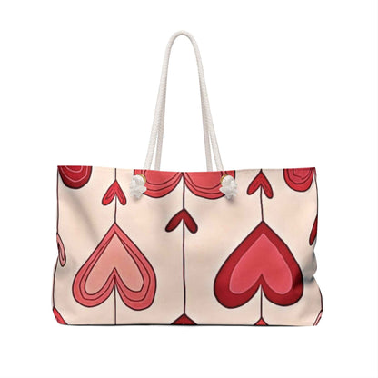 Sac de voyage Cœurs rouges dessinés à la main | Sac fourre-tout à motif Cœur Saint-Valentin | Grand sac fourre-tout | Sac de maman de tous les jours | Cadeau pour maman | Sac de plage