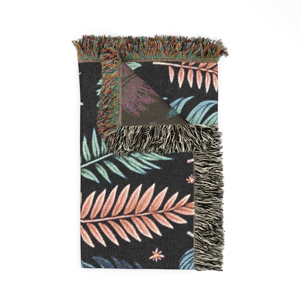 Couverture tissée « Feuilles à plumes »