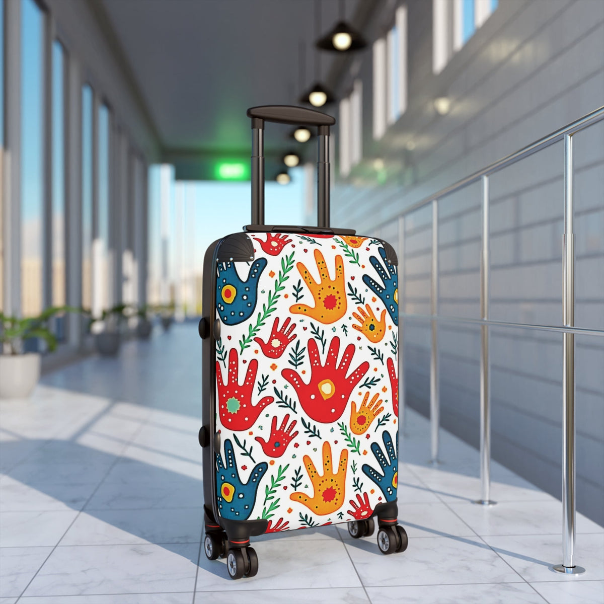 Valise à motifs d'empreintes de mains colorées — Bagage cabine ludique pour enfants et familles
