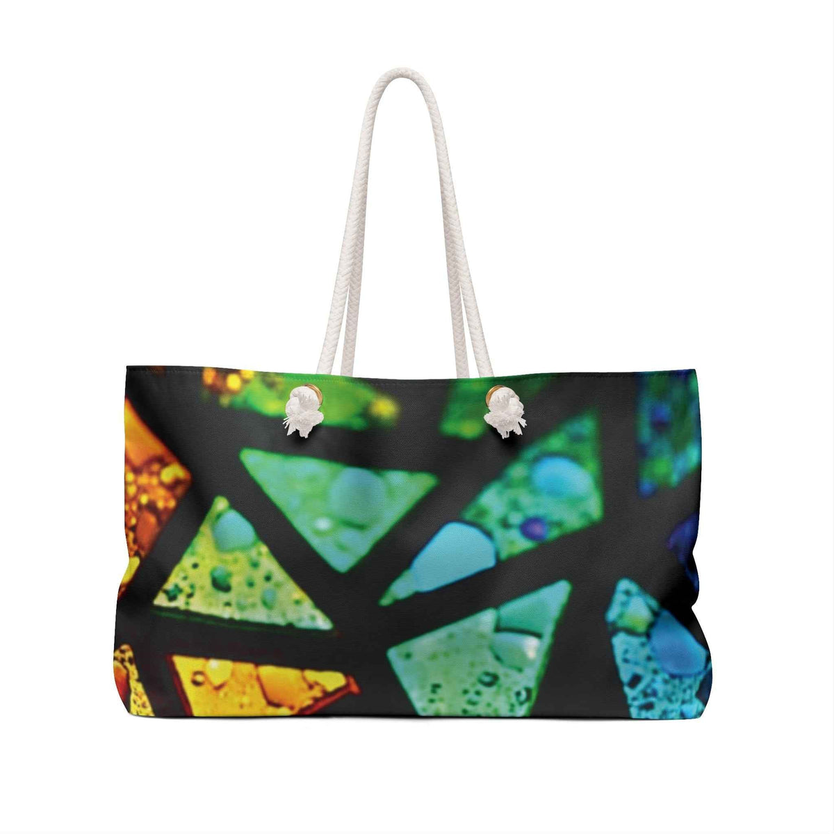 Sac de Voyage Weekender en Mosaïque de Vitraux Arc-en-Ciel | Fourre-tout de Voyage Coloré