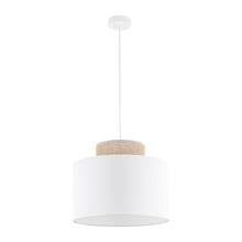 Suspension cylindrique DUO en lin blanc et jute pour îlot de cuisine et salle à manger