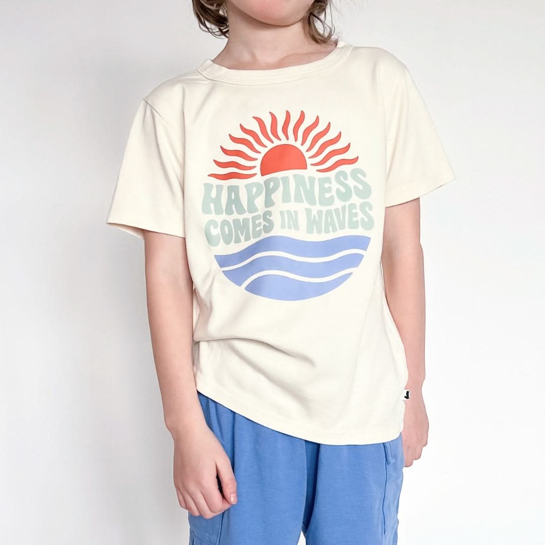 Youth Bamboo Graphic T-Shirt | "Sandcastle" on Tangerine Crush