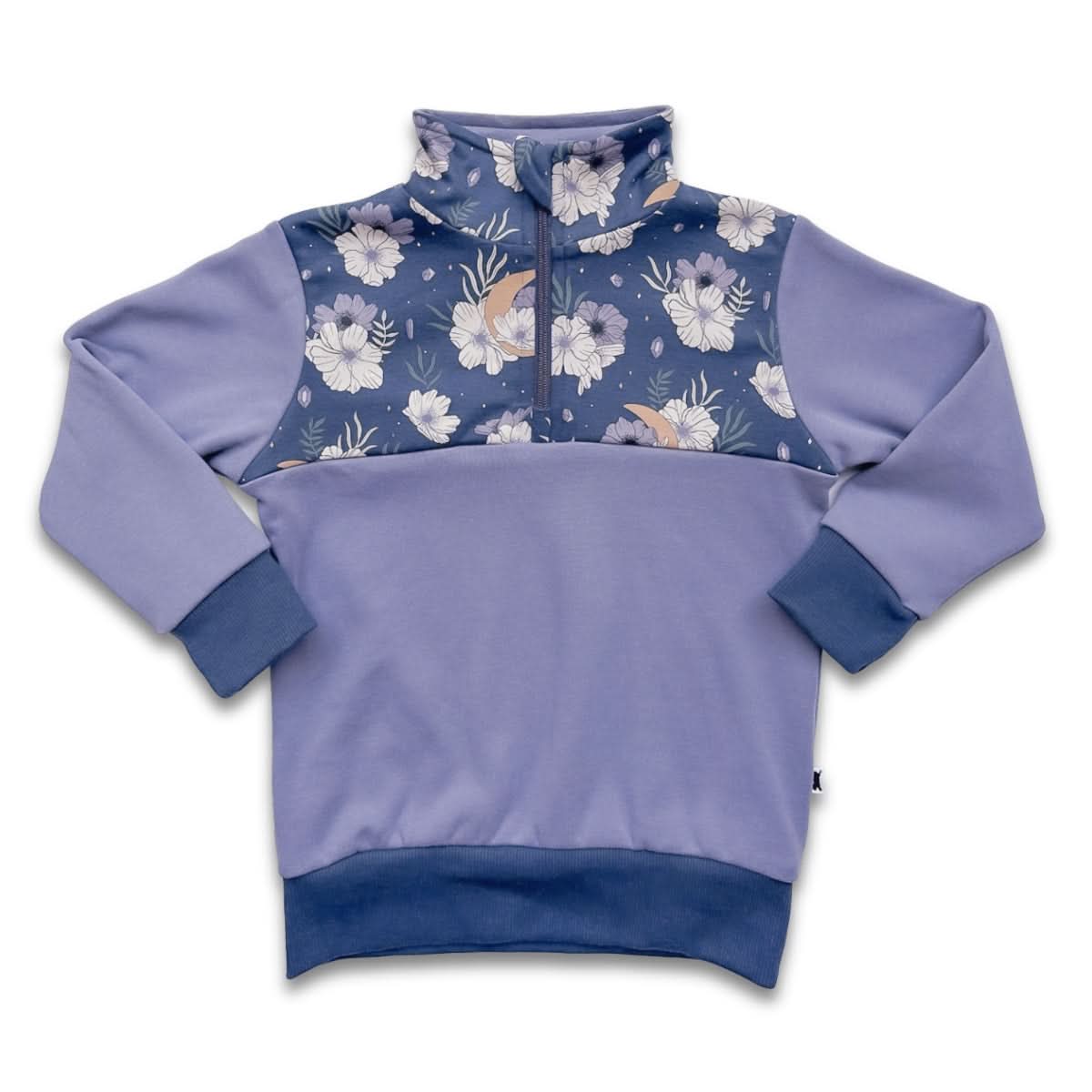 Kids' Bamboo Fleece Half-Zip | Ash With Night Sky