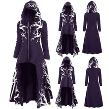 Veste cape gothique d'Halloween pour femme – Manteau de costume à manches longues zippé et imprimé