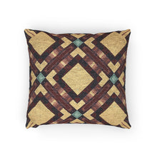 Woven Pillow — Geometric Boho Throw Pillow with Warm Earth Tones