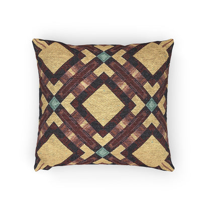 Coussin tressé — Coussin décoratif bohème géométrique aux tons chauds et terreux