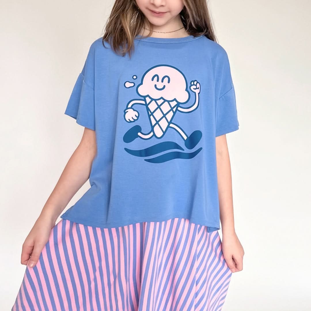 Youth Bamboo Graphic Oversized T-Shirt | "Happiness Comes In Waves" | Cream