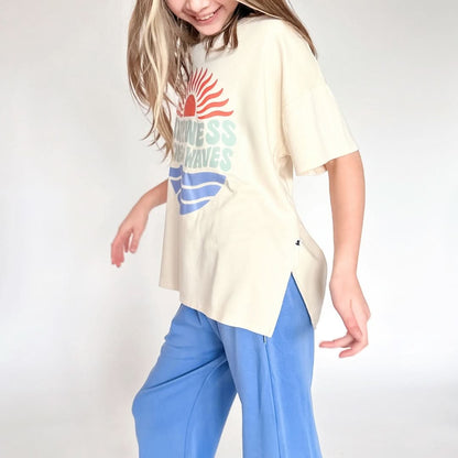 Youth Bamboo Graphic Oversized T-Shirt | Ice Cream Dash On Tidal Blue