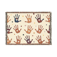 Handprint Woven Blanket — Cozy Decorative Throw with Playful Handprint Pattern