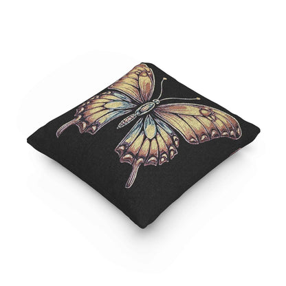 Coussin tissé Papillon doré | Coussin décoratif style tapisserie