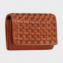 Portefeuille tressé en cuir pour femme MET