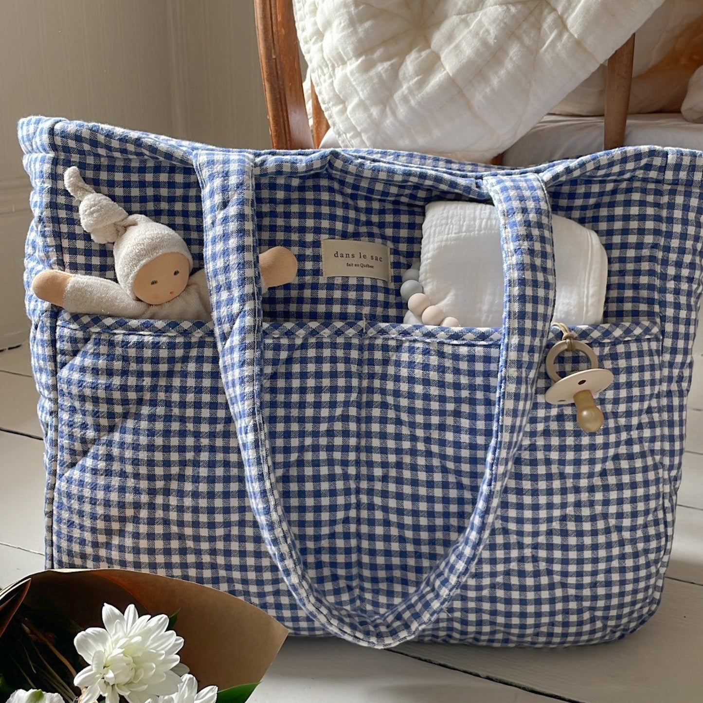 Sac à langer en coton biologique - Collection Vichy