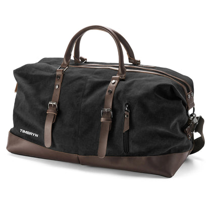 Large Canvas & PU Leather Weekend Duffle Bag – Men's Vintage Travel Carry-On
