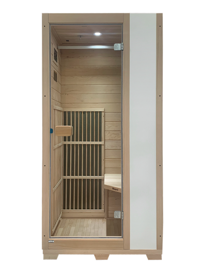 Blisspod | Vienne | Sauna infrarouge lointain | Pruche du Canada très faible champ électromagnétique | 185 cm H x 90 cm L x 65 cm P | 1 personne
