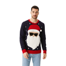 Pull père Noël malin avec lunettes de soleil et pompon