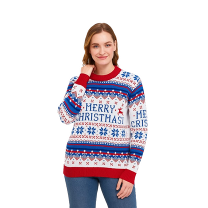 Couple - Pull de Noël blanc "Joyeux Noël"