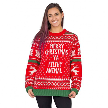 Joyeux Noël Bande D'Animaux Flocons De Neige Et Rennes Pull