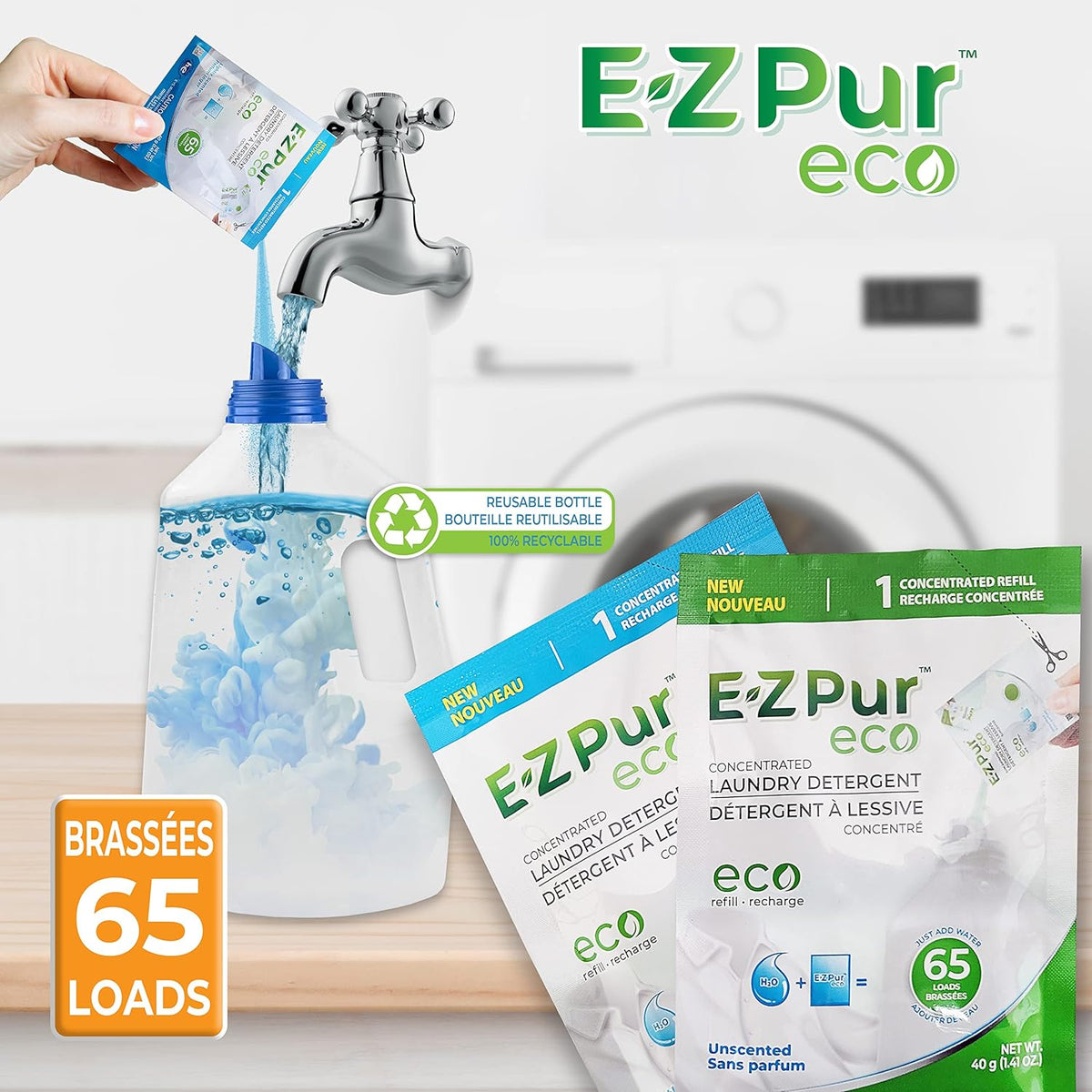780 Loads - EZ Pur Eco Laundry Detergent Refill (Unscented)